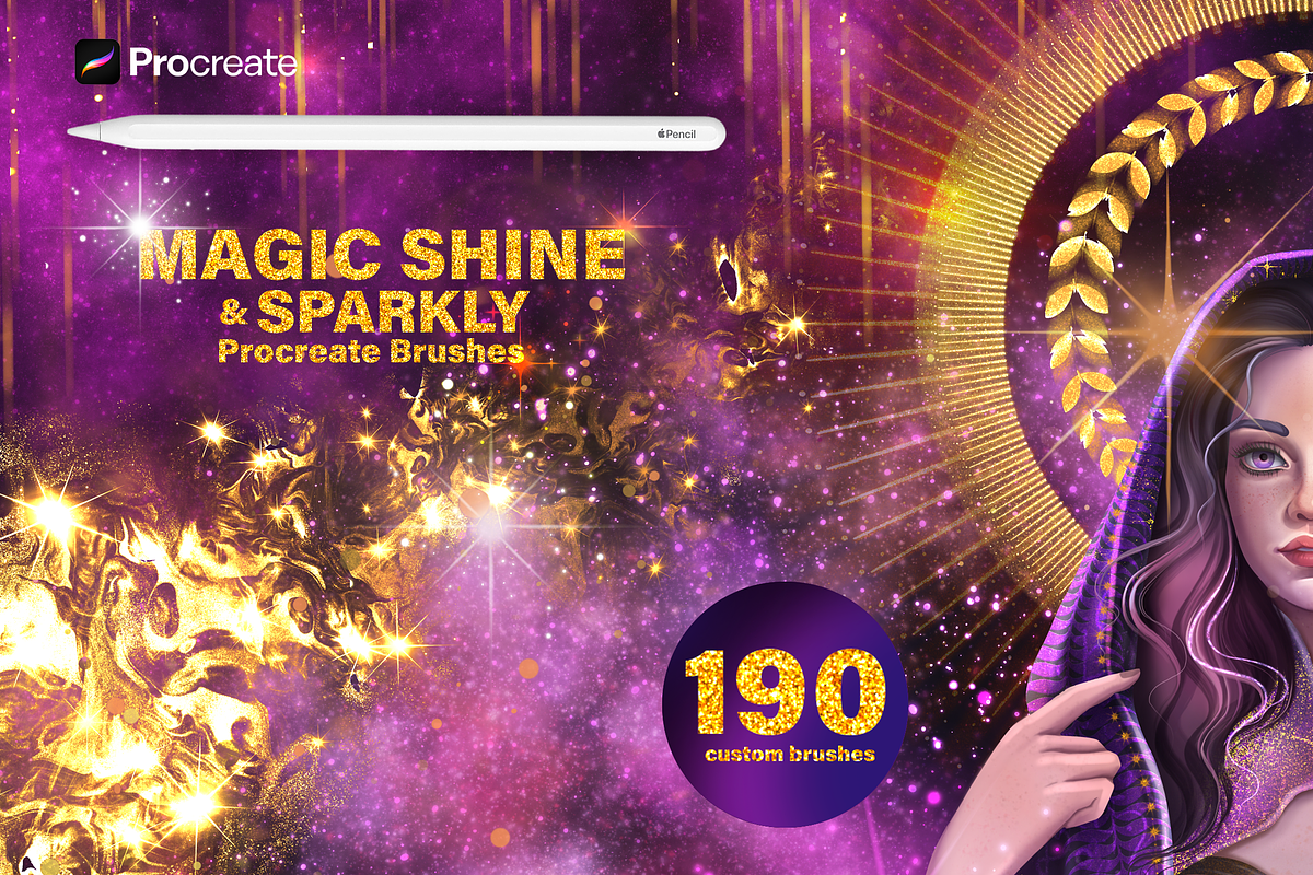 PROCREATE MAGIC SHINE & GLITTER, a Brush Add-On by AlexandraArt (Photo 2 of 14)