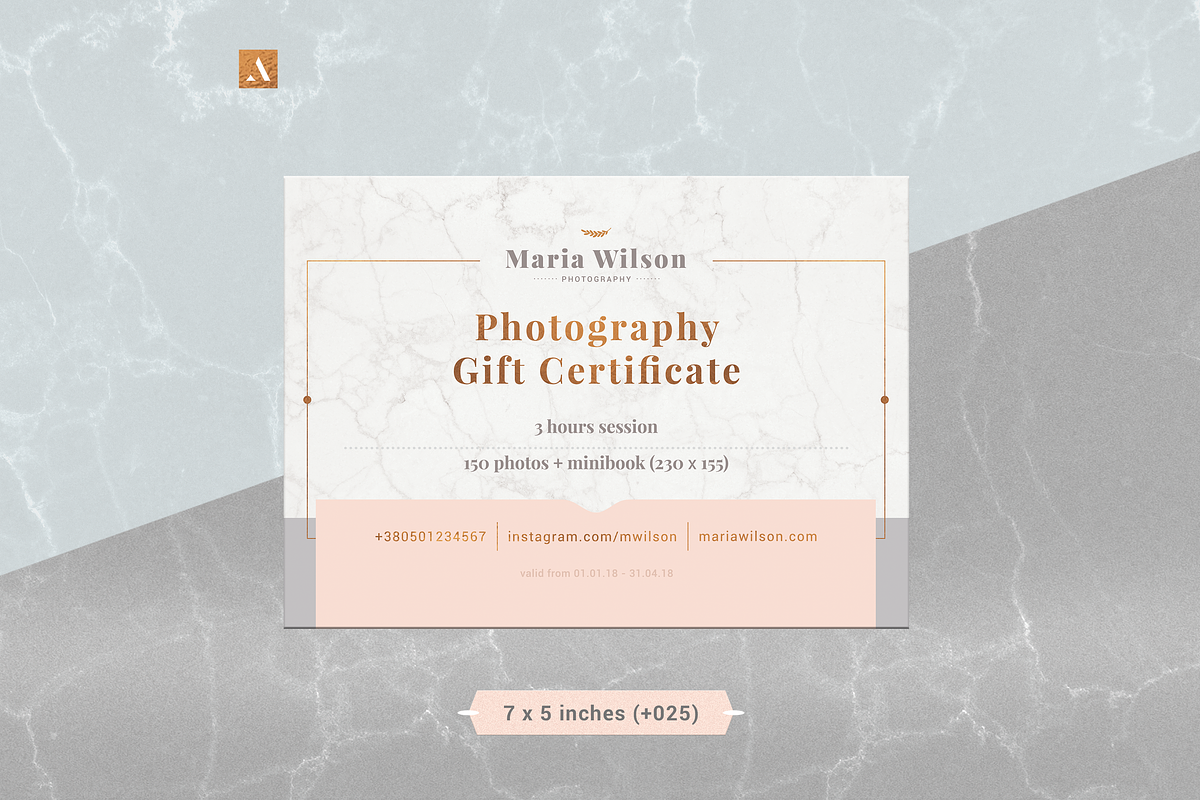 Gift certificate - Marble, Rose Gold, a Card Template by ArealPro (Photo 14 of 20)
