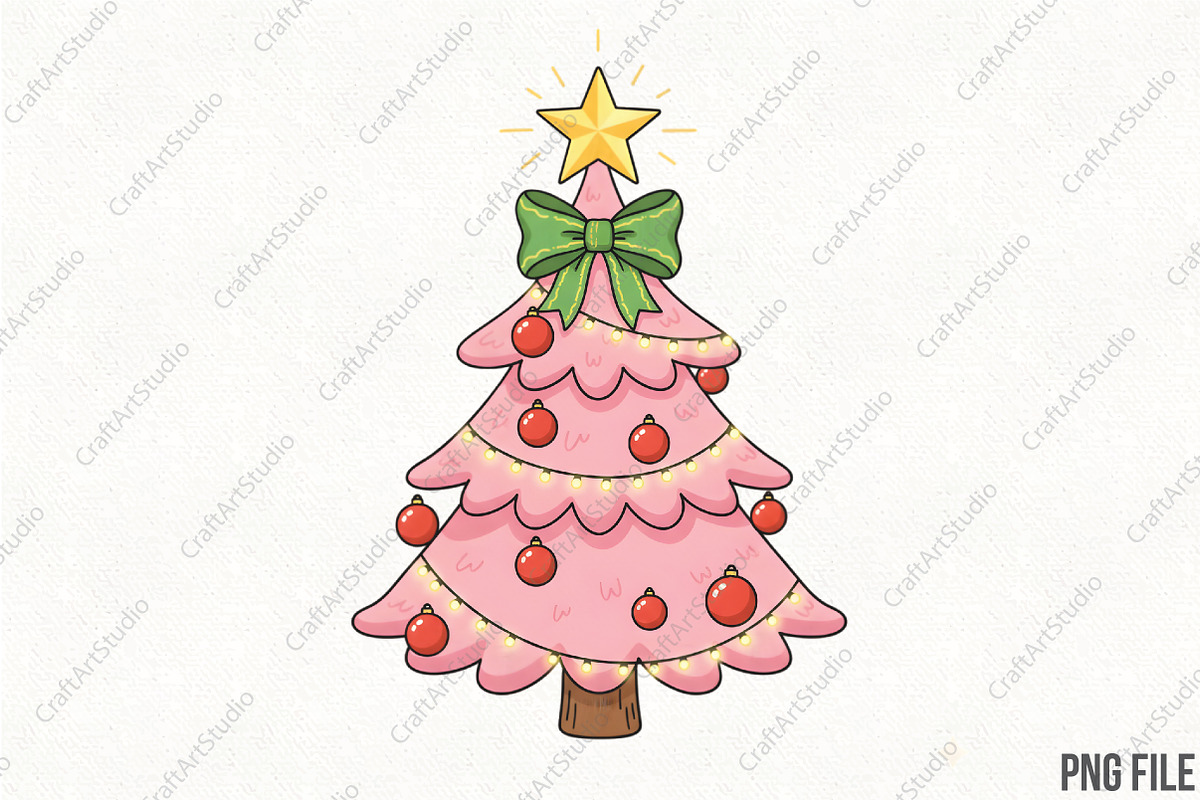 Brushstroke Coquette Christmas Tree, an Illustration by CraftArtStudio (Photo 1 of 4)