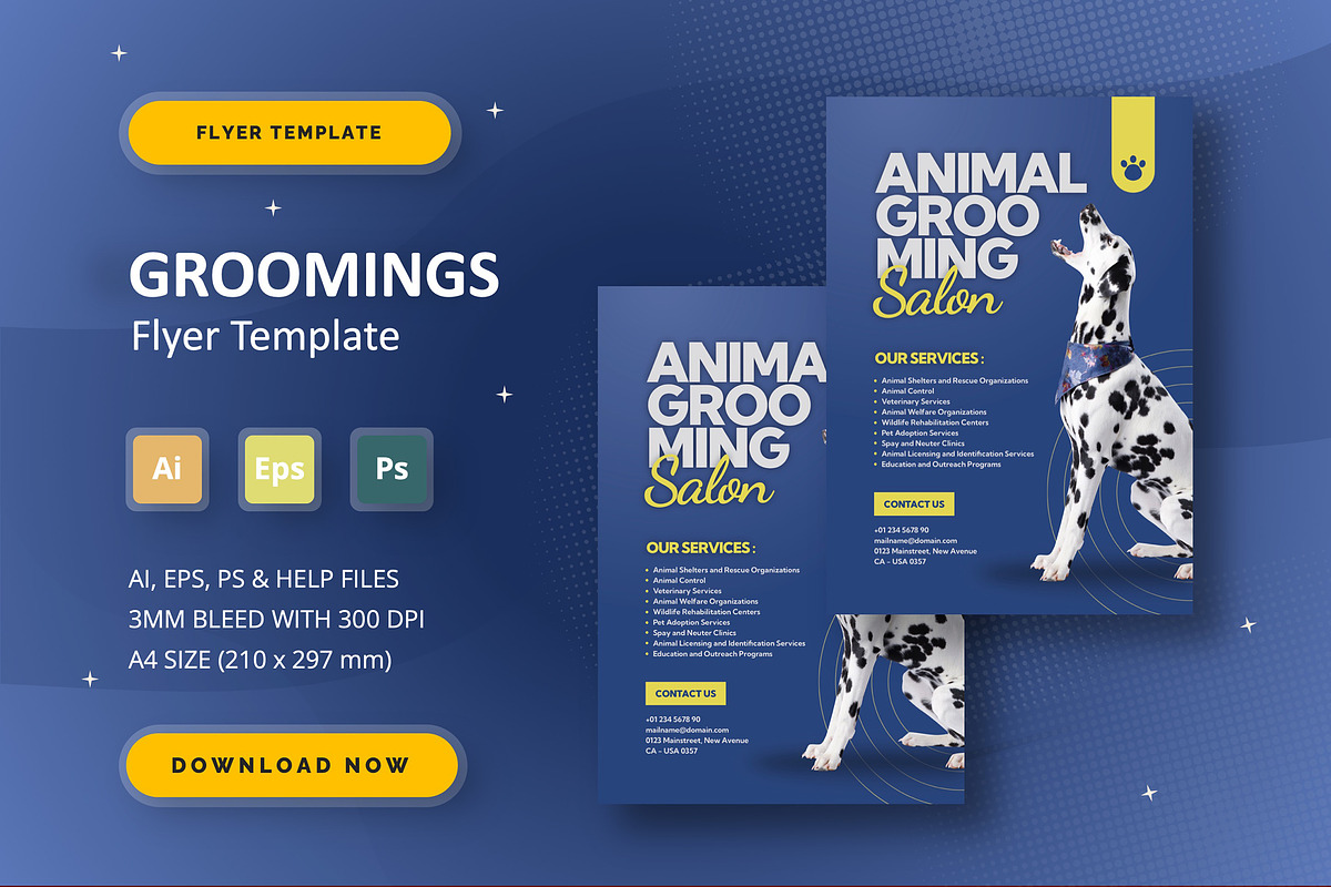 Groomings - Flyer Template, a Flyer Template by StreaksideStd (Photo 2 of 2)