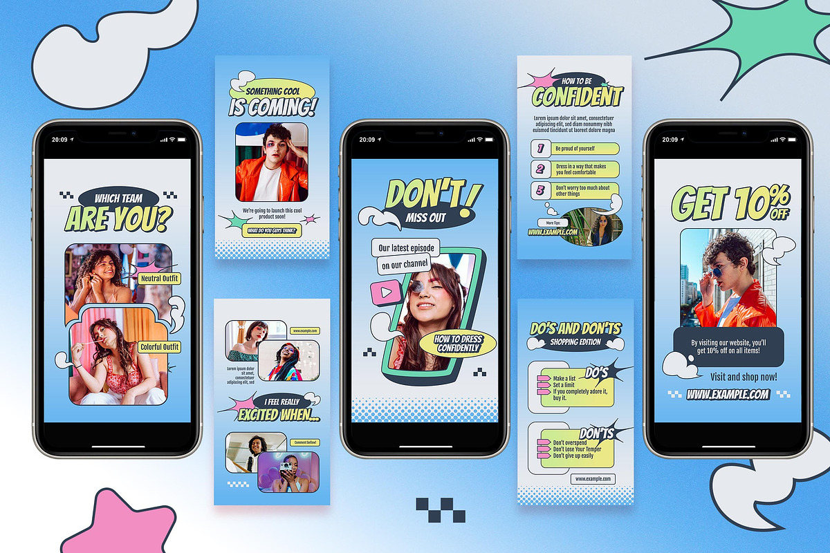 Blue Y2k Fashion Instagram Set, a Social Media Template by Aiyari Graphic (Photo 5 of 5)