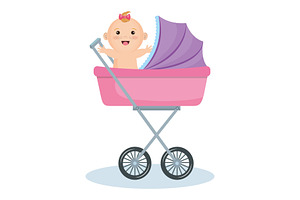 Cute Baby In Stroller