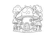 Whimsical Mushroom House Line Art bu, an Illustration by Designs_River (Thumbnail 34 of 51)