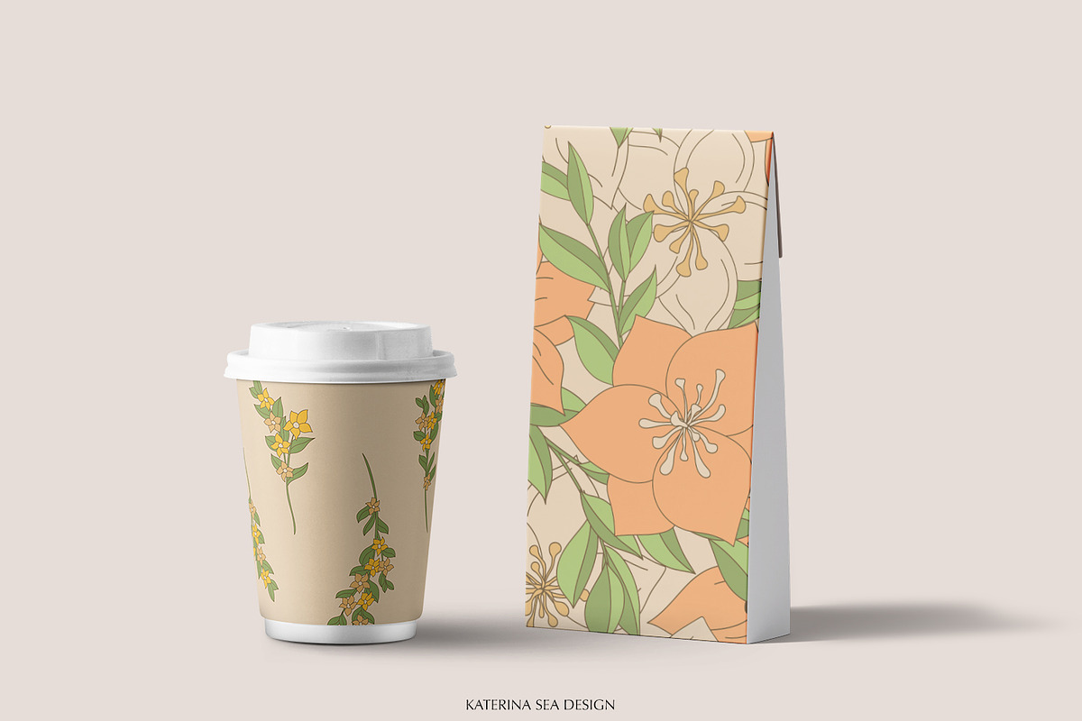 Summer flowers vector patterns, a Pattern Graphic by Katerina.Sea.Design (Photo 9 of 10)