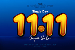 11.11 3D Editable Psd Text Effect, a Layer Style Add-On by Md Jahidul99