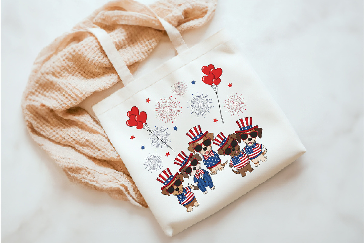 4th of July Patriotic Dog T-Shirt, an Illustration by Watercolor design (Photo 3 of 3)