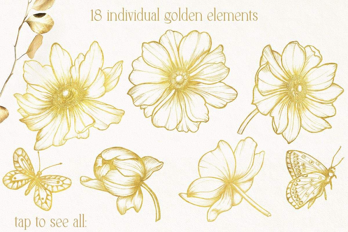 Anemones. Pencil and gold collection, a Decorative Illustration by DamriNa art (Photo 4 of 10)