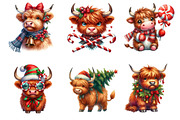 Christmas Highland Cow Clipart, an Illustration by SinaCreation (Thumbnail 3 of 7)