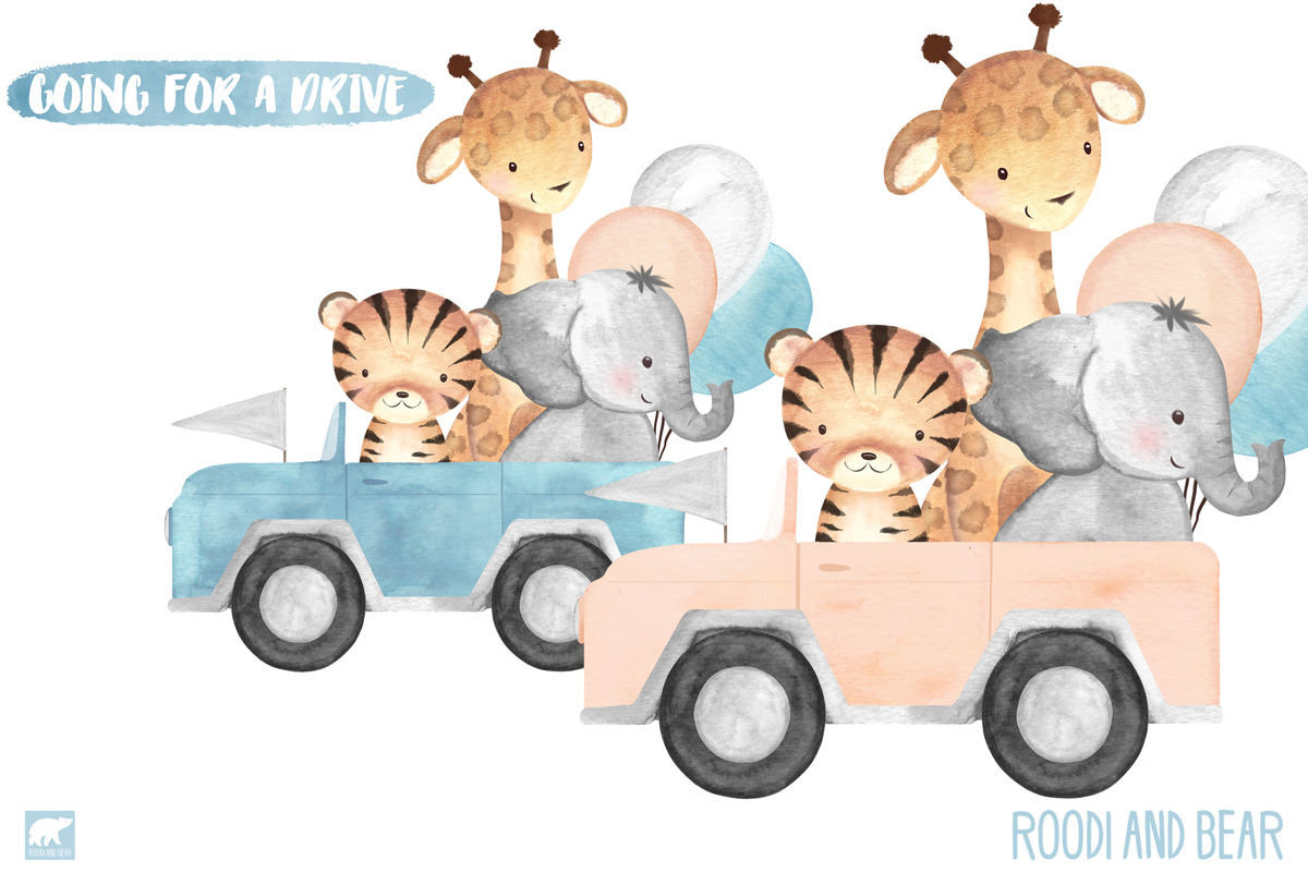 Watercolor Jungle Drive By, an Animal Illustration by Roodi and Bear (Photo 4 of 4)