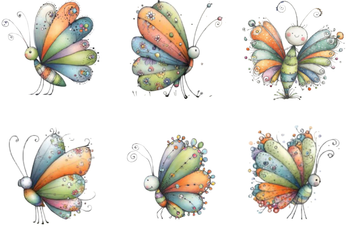 Whimsical Spring Butterfly Clipart, an Illustration by Designking (Photo 4 of 5)