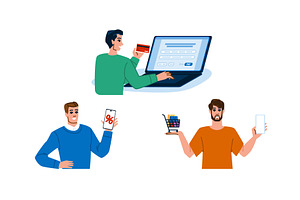 Men shopping online, paying with, a Technology Illustration by pikepicture