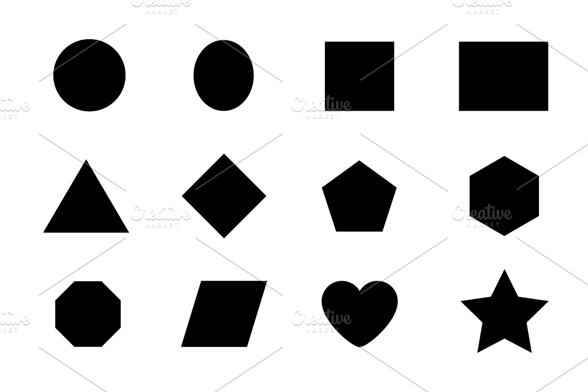Black set of geometric shapes with, an Object Illustration by GraphiShop