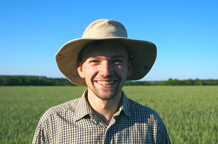 Portrait of young handsome farmer