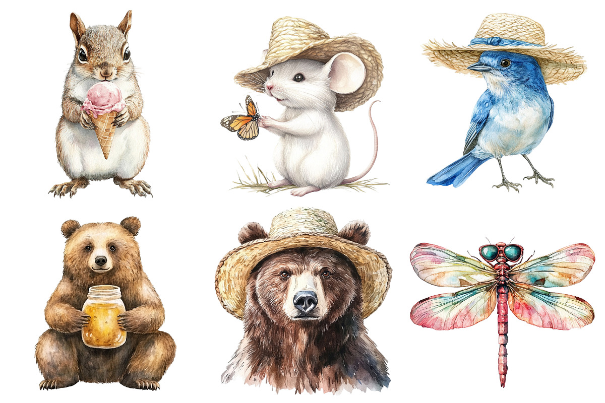 Watercolor Woodland Animals Clipart, an Illustration by CitraGraphics (Photo 5 of 5)