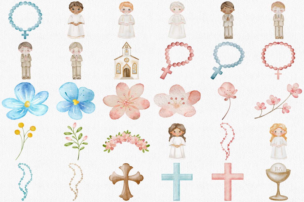 Watercolor First Communion Clipart, an Illustration by CropUp Creative (Photo 2 of 4)