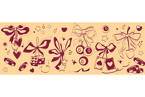 Cute cherry with coquette ribbon and, a Sport Illustration by art PVP - market