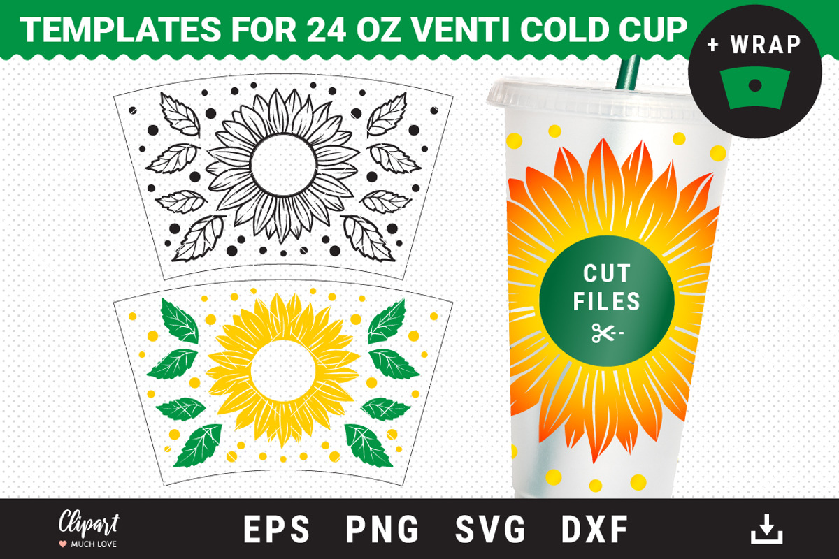 Sunflower Wrap Venti Cold Cup 24 Oz, an Object Graphic by ClipartMuchLove (Photo 1 of 4)
