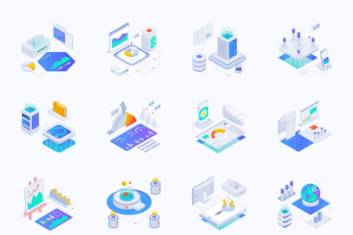 Data Analytics Isometric Icon Set, a Duotone Icon by Vectors Market (Photo 8 of 9)