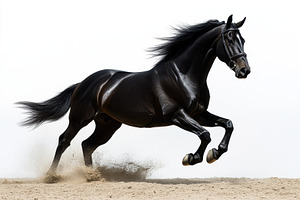 Black horse galloping powerfully acr, an Animal Photo by Pixeness Studio