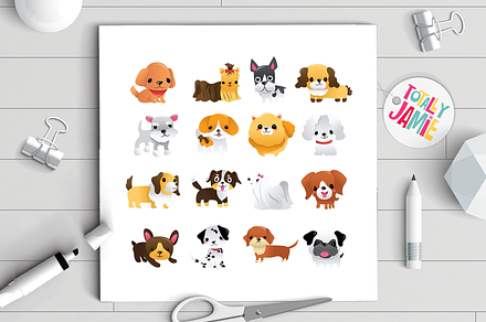 Super Cute Cartoon Puppies Set