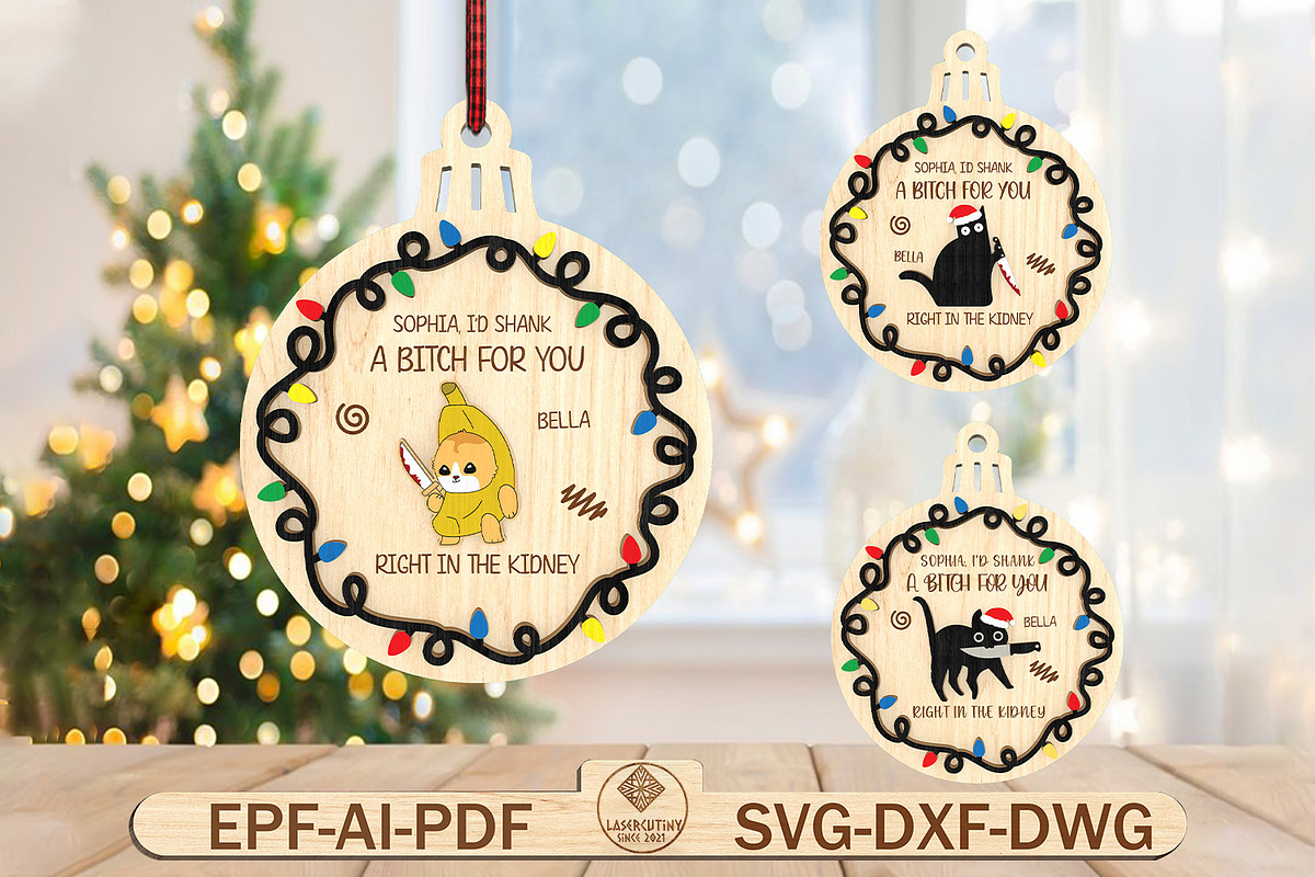 Funny Friend Ornament Svg, a Pattern Graphic by Lasercutiny (Photo 1 of 2)