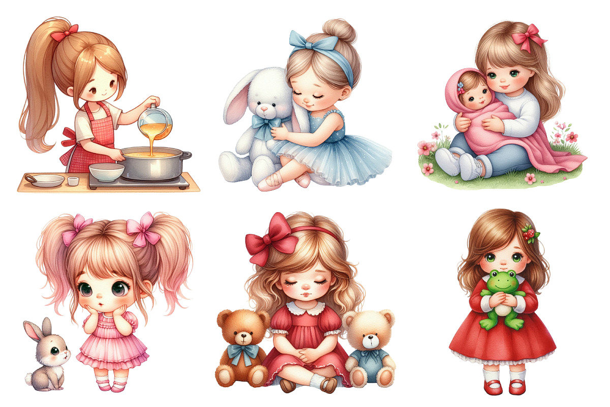 Cute Girl Cliparts, an Illustration by Daily.Designs (Photo 6 of 6)