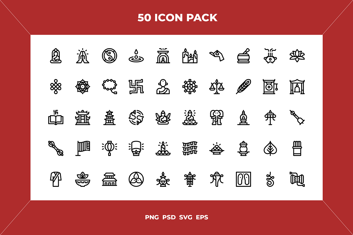 Buddhism icons, an Outline Icon by Wencory (Photo 1 of 2)