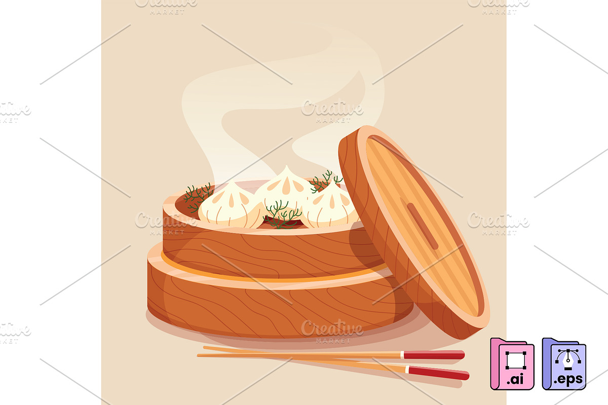 Hand Drawn Flat Dim Sum, a Food Illustration by MISS CHATZ (Photo 2 of 3)