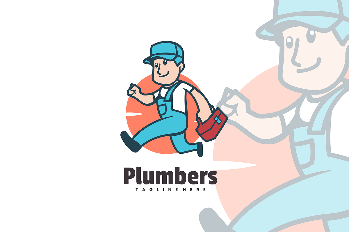 Plumbers Cartoon Logo Design., a Branding & Logo Template by VectorCraft