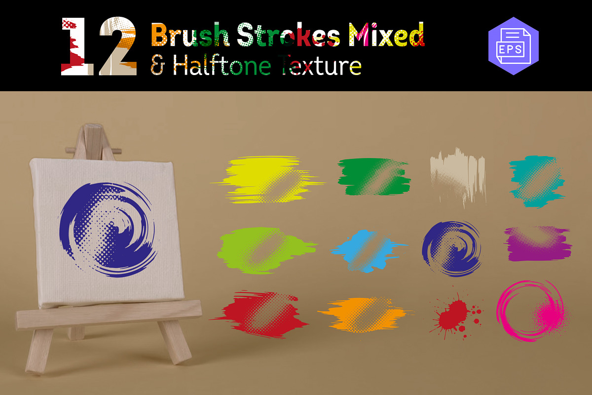 Brush Strokes Mixed Halftone Texture, a Brush Add-On by zahidhossainalif (Photo 1 of 3)