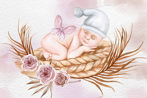 Boho Babies. Watercolor Collection