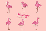 42 Set Cute Flamingo pink Bird, an Animal Illustration by Morspective (Thumbnail 2 of 9)