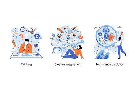 Creative thinking. People different, a Technology Illustration by TopVector