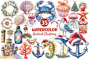 Watercolor Nautical Christmas Clipar, an Illustration by Dream Creation (Thumbnail 1 of 7)