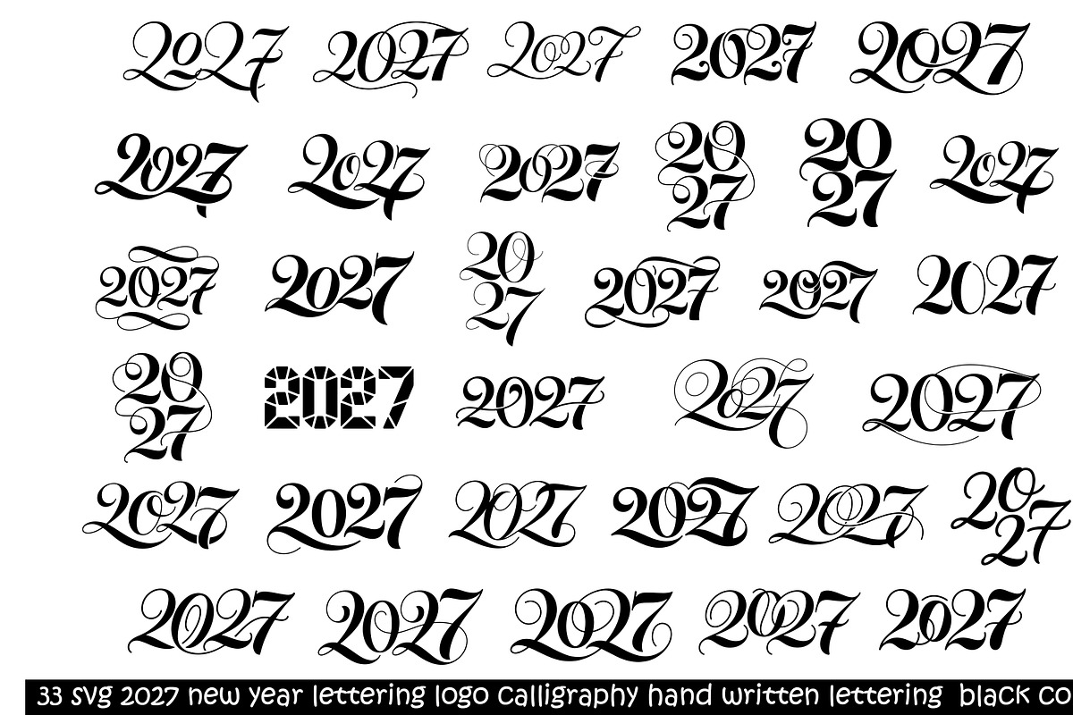 33 svg 2027 new year lettering logo, an Object Graphic by SketchArtStudio (Photo 2 of 3)