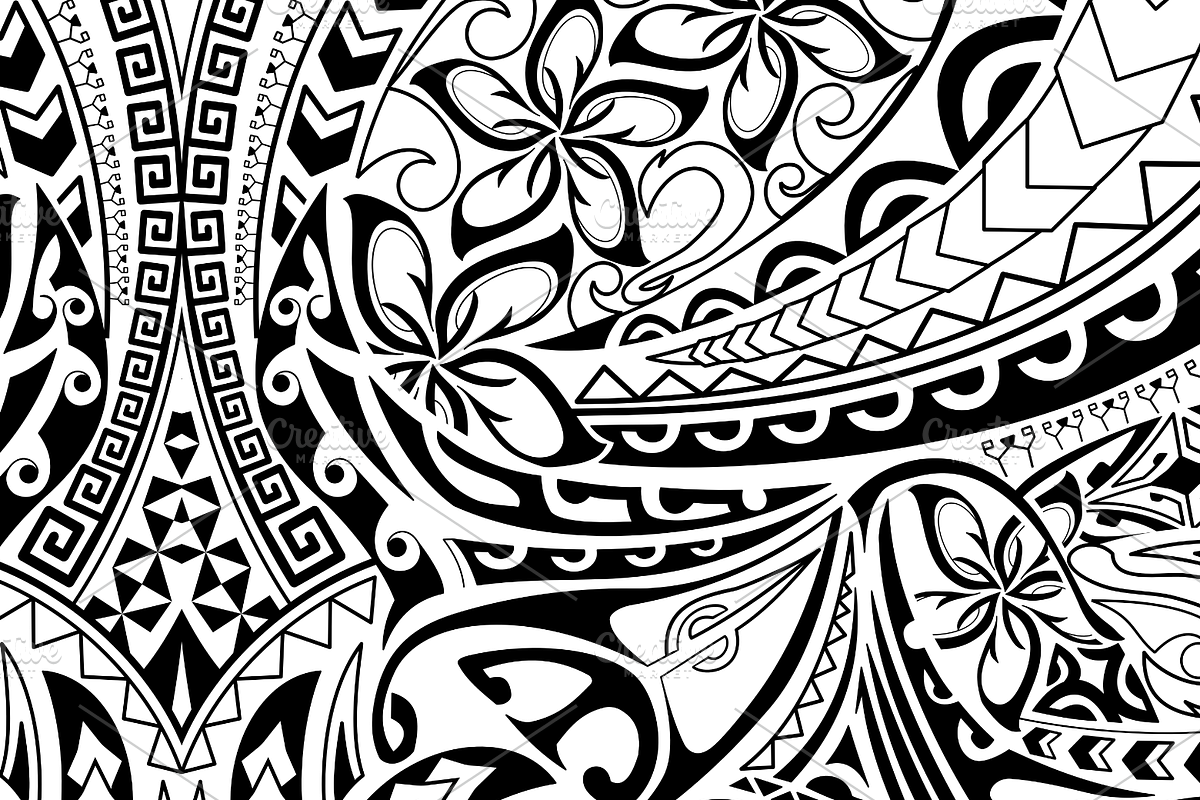 5 black & white Polynesian patterns, a Pattern Graphic by Natsuhisui (Photo 2 of 6)