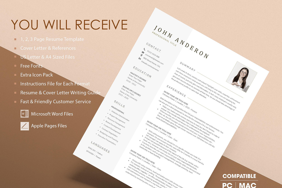 Resume Template Word, Pro Resume, a Resume Template by resumetemplathttps://d3es (Photo 5 of 7)