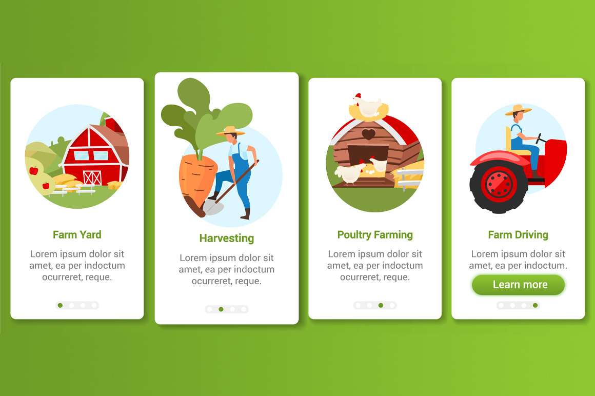 Farming & agriculture app screen, an App Template by IMG visuals characters