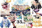 Graduation Clipart Bundle, an Education Illustration by GlamArtZhanna (Thumbnail 1 of 6)