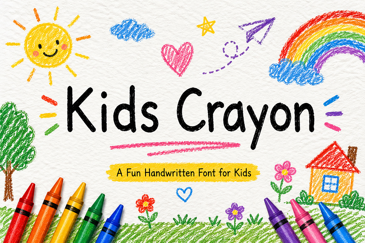 Kids Crayon, a Handwritten Font by Wow Magic (Photo 1 of 4)