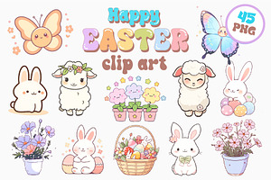 Happy Easter Clip Art. Sticker, PNG, an Object Illustration by KENO Mascots