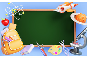 Back to school 3d banner with empty, an Education Illustration by Marozhkastudio