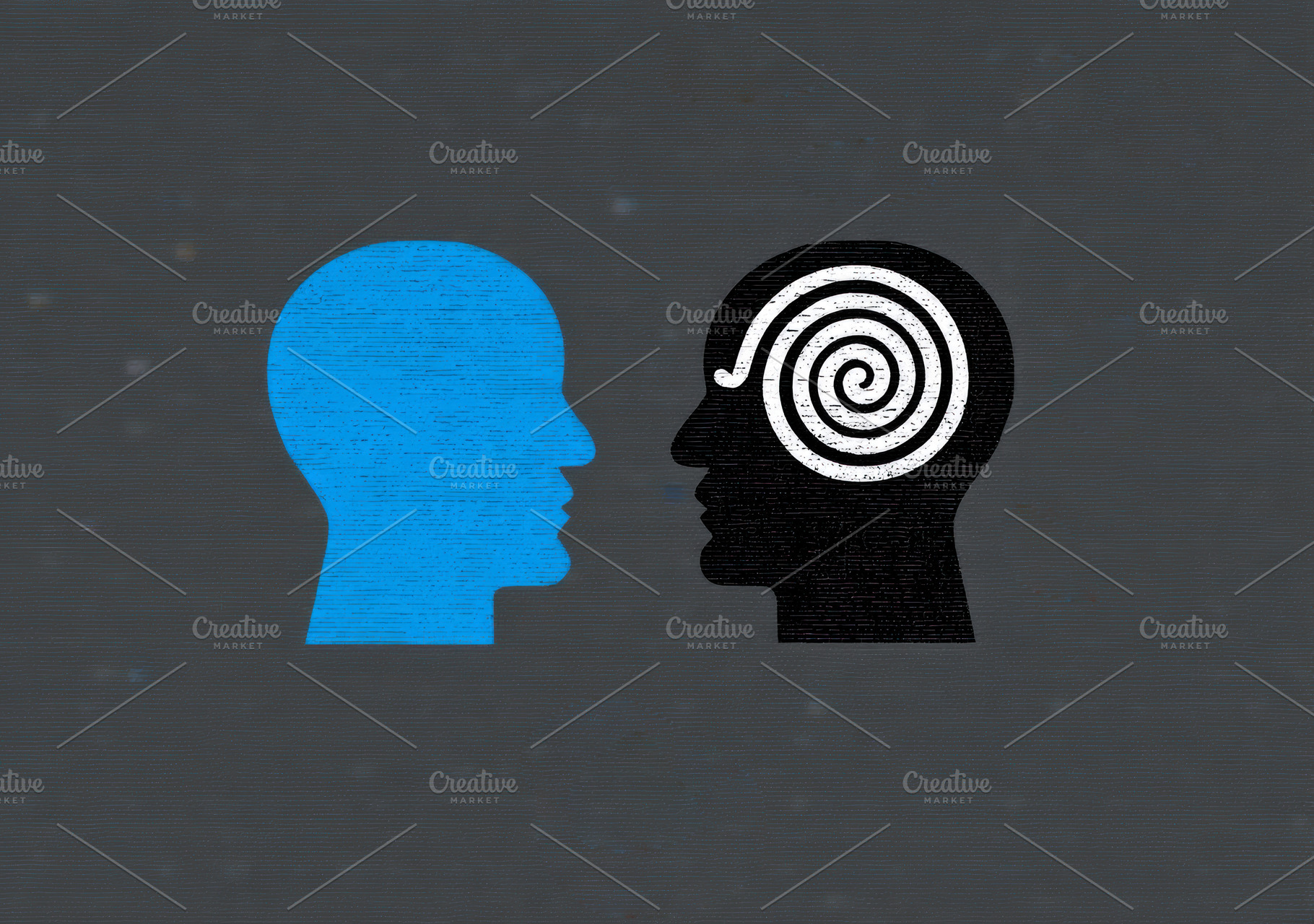 Conceptual illustration of two human profiles facing each other, a Health & Medical Photo by José Manuel Gelpi