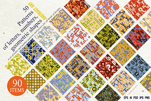 Patterns of letters, numbers, a Pattern Graphic by Collection by VY