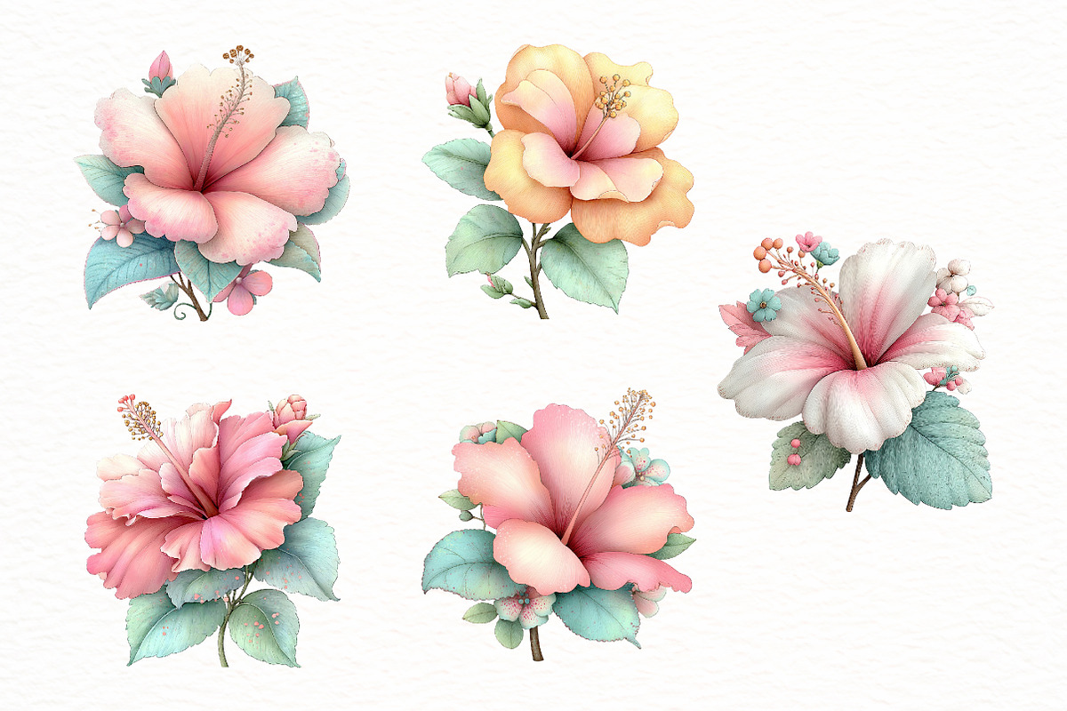 Watercolor hibiscus flower clipart, an Illustration by Designworld (Photo 6 of 6)