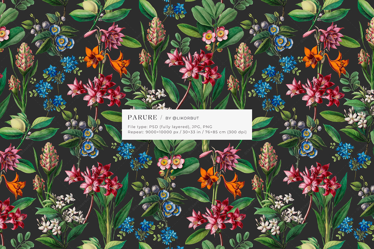 Exquisite Botanical Floral Pattern, a Pattern Graphic by likorbut (Photo 11 of 14)