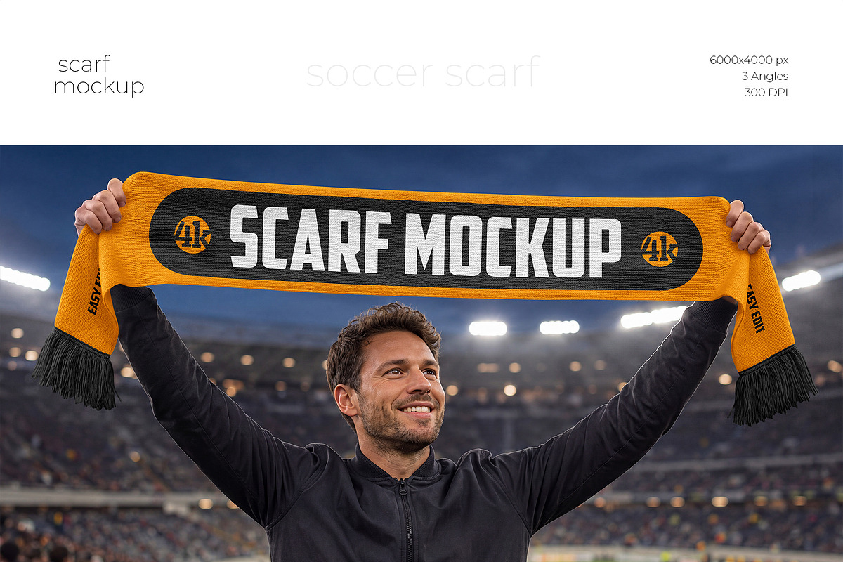 Soccer Scarf Mockup Set, a Merchandise Mockup by Country4k (Photo 1 of 5)