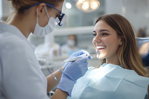 Dental Exam: Dentist examining a smi, a Health & Medical Photo by Pixeness Studio