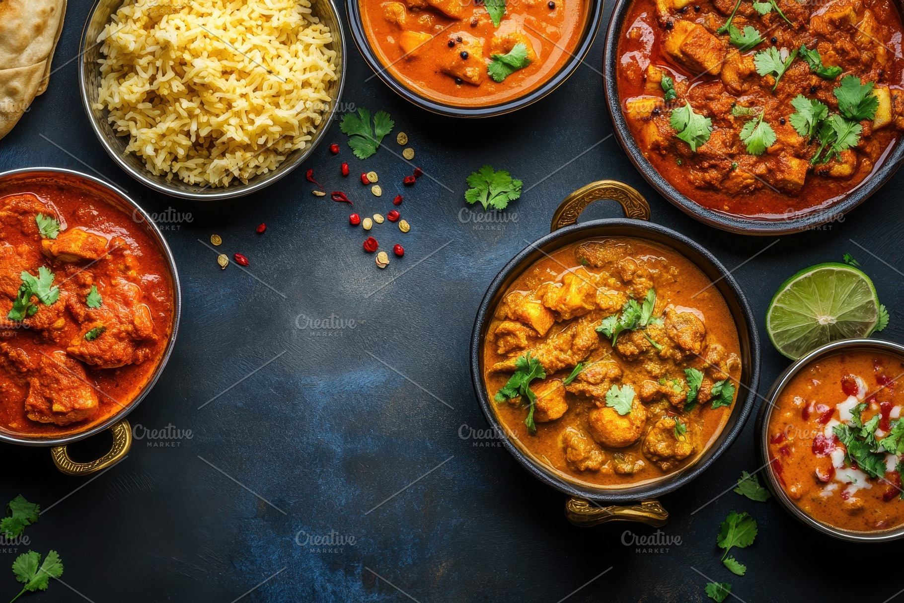 Delicious Indian food served, a Photo by Pavel_design