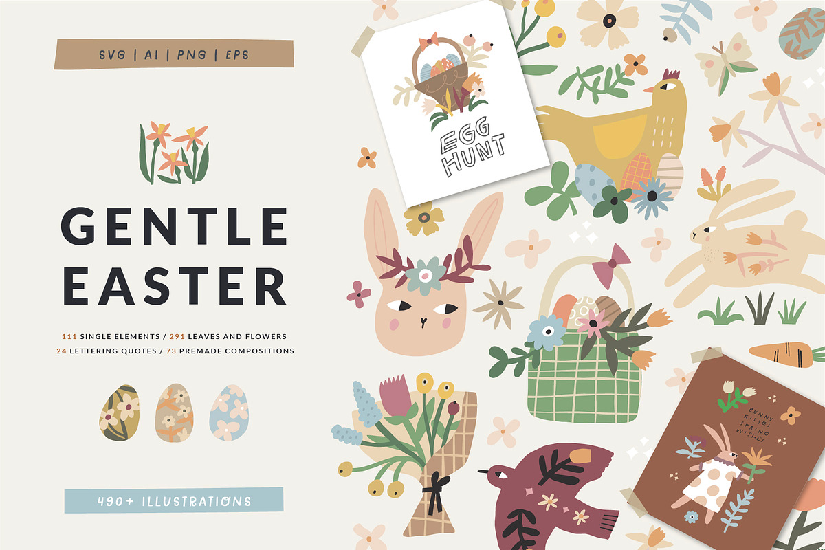 Easter | 490 hand drawn elements, a Seasonal Illustration by Olia (Photo 1 of 13)
